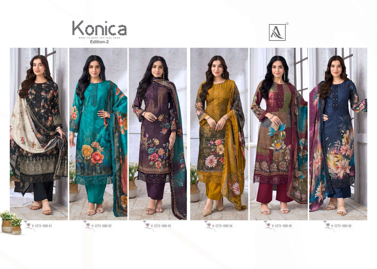 Alok Suit Konica Vol-2 Viscose Muslin Dress Material