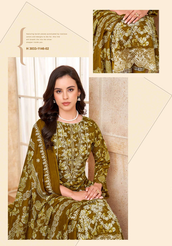 Alok Suit Libas E Noor Pure Cambric Cotton Dress Material - Amrah Wholesale