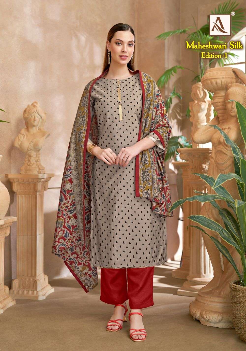 ALOK SUIT MAHESWARI SILK Viscose Printed Dress Material