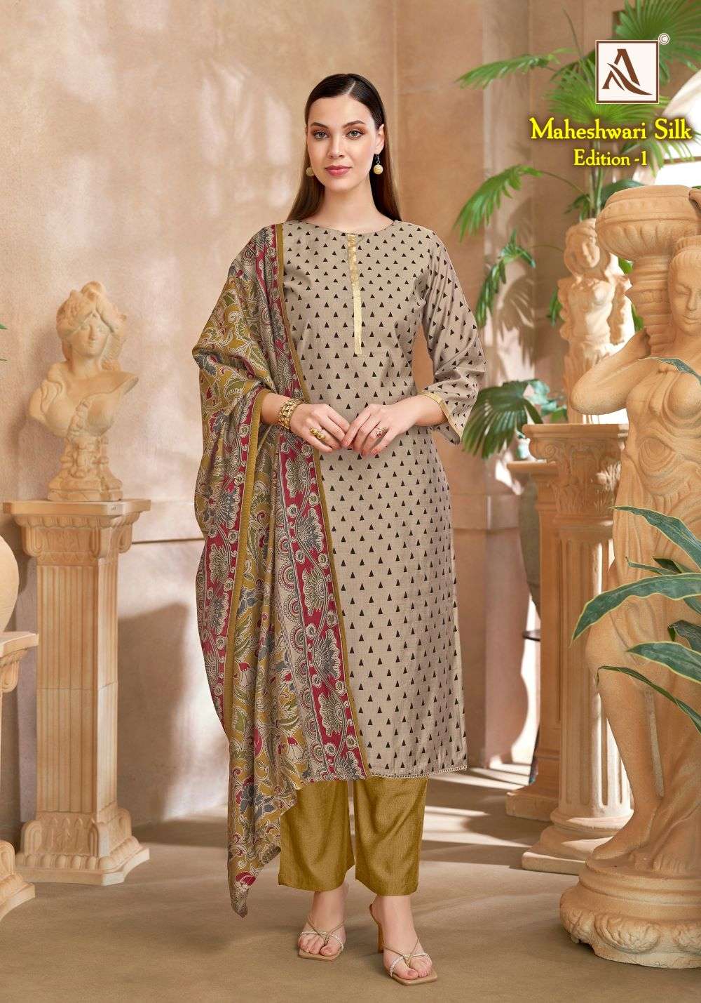 ALOK SUIT MAHESWARI SILK Viscose Printed Dress Material