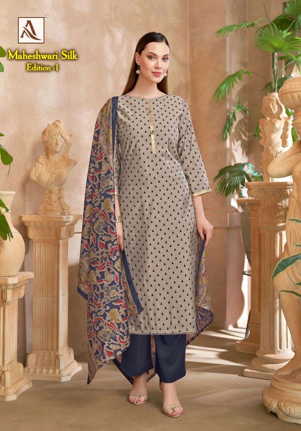 ALOK SUIT MAHESWARI SILK Viscose Printed Dress Material