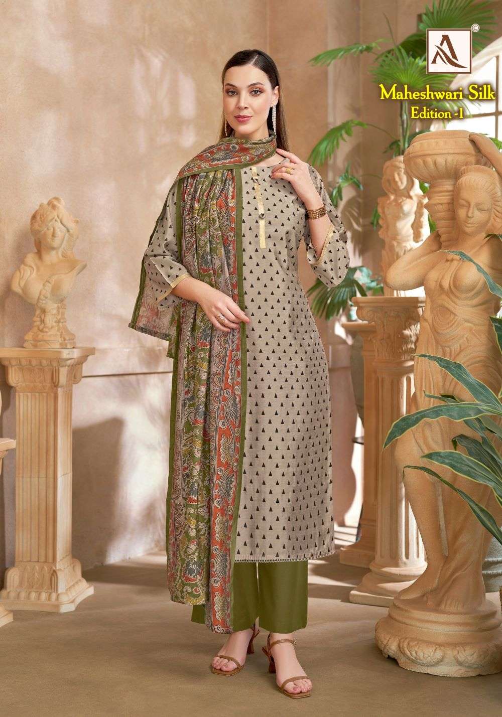 ALOK SUIT MAHESWARI SILK Viscose Printed Dress Material