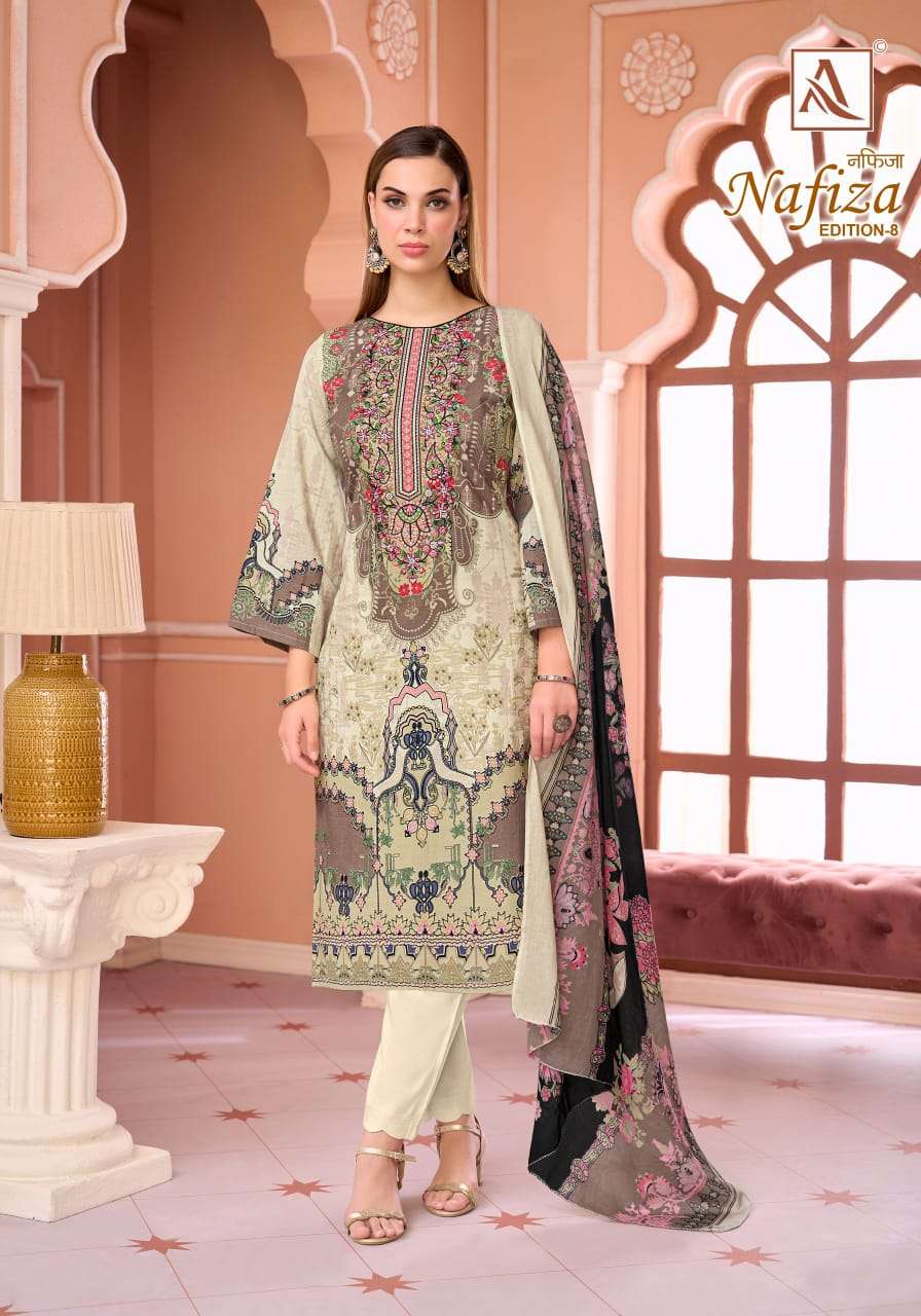 Alok Suit Nafiza Edition 8 Pure Cambric Cotton Pakistani Suit - Amrah Wholesale