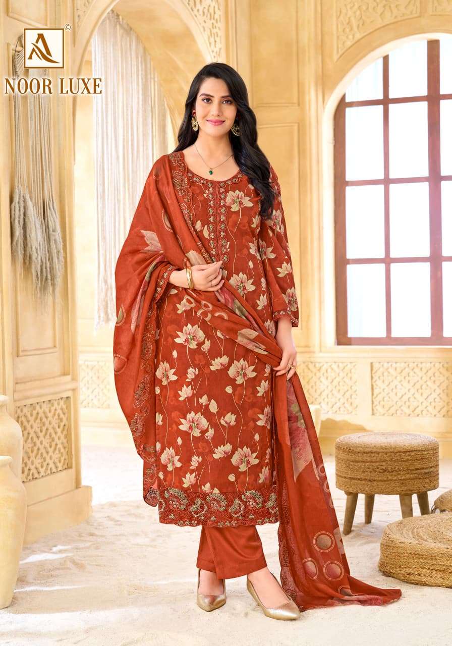 Alok Suit Noor Luxe Cambric Cotton Printed Pakistani Salwar Suit