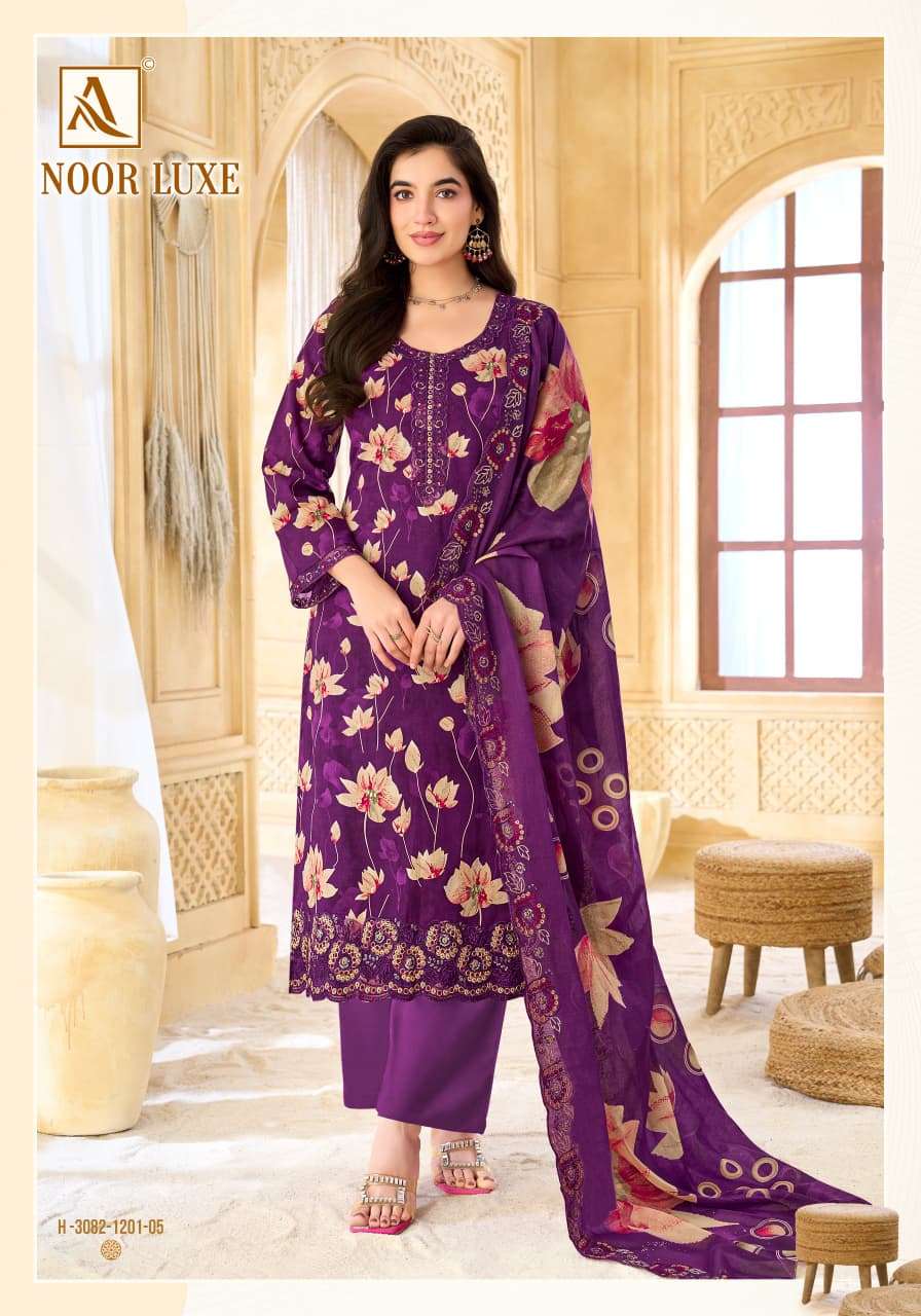 Alok Suit Noor Luxe Cambric Cotton Printed Pakistani Salwar Suit