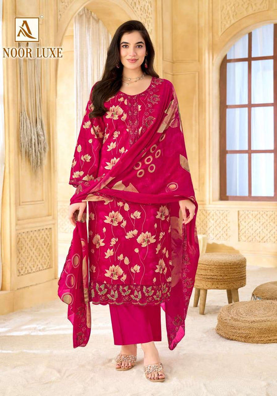 Alok Suit Noor Luxe Cambric Cotton Printed Pakistani Salwar Suit