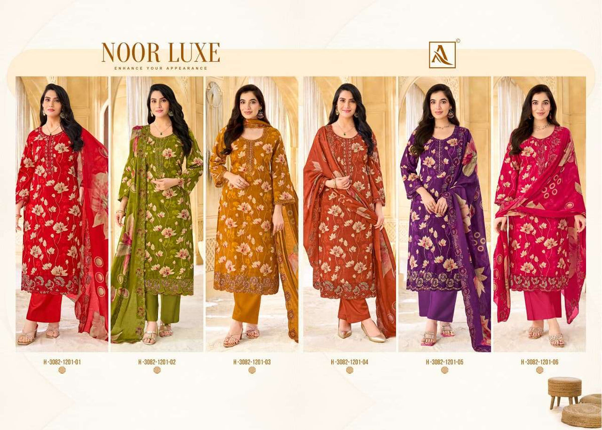 Alok Suit Noor Luxe Cambric Cotton Printed Pakistani Salwar Suit