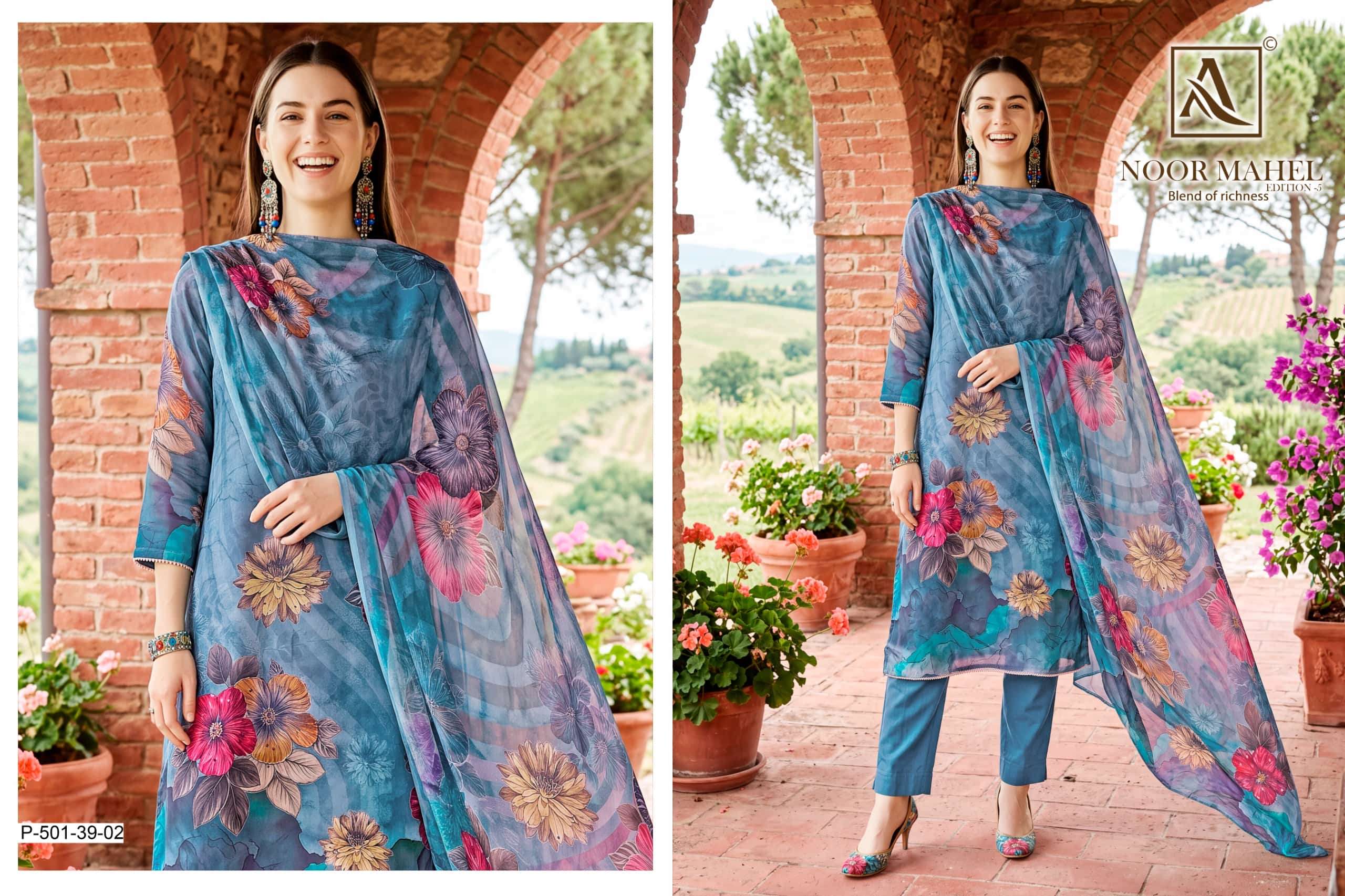 ALOK SUIT NOOR MAHEL VOL-5 Viscose Organza Pakistani Suit