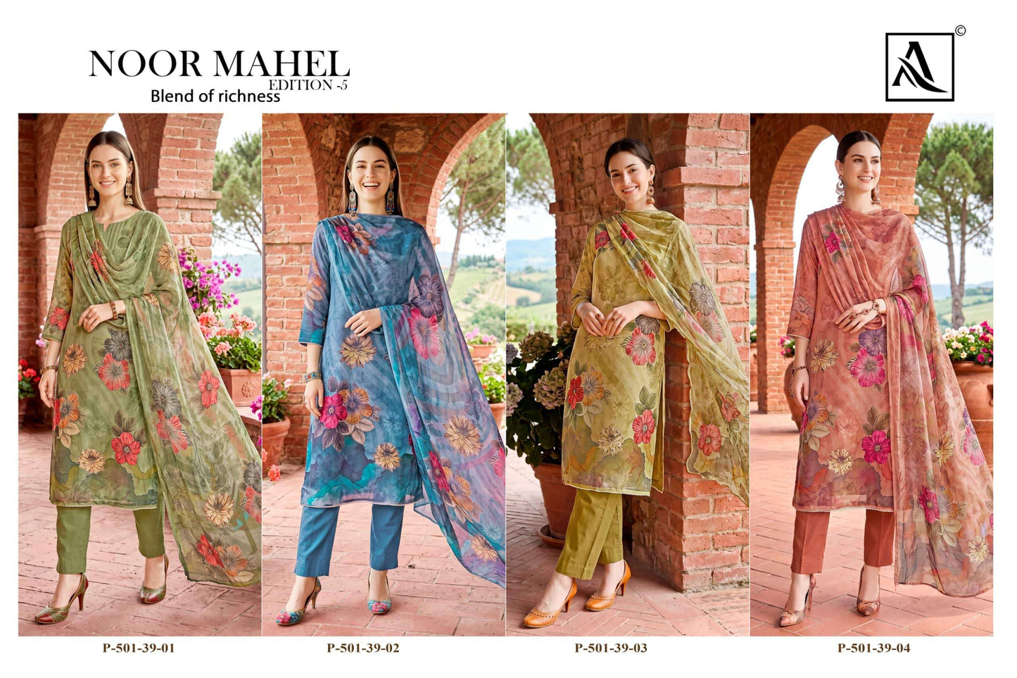 ALOK SUIT NOOR MAHEL VOL-5 Viscose Organza Pakistani Suit