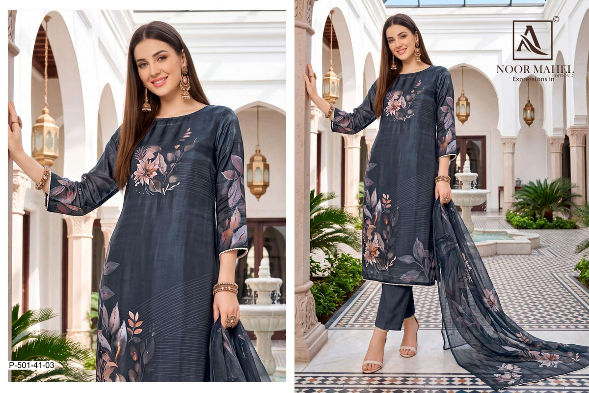 ALOK SUIT NOOR MAHEL VOL-7 Viscose Organza Printed Pakistani Suit