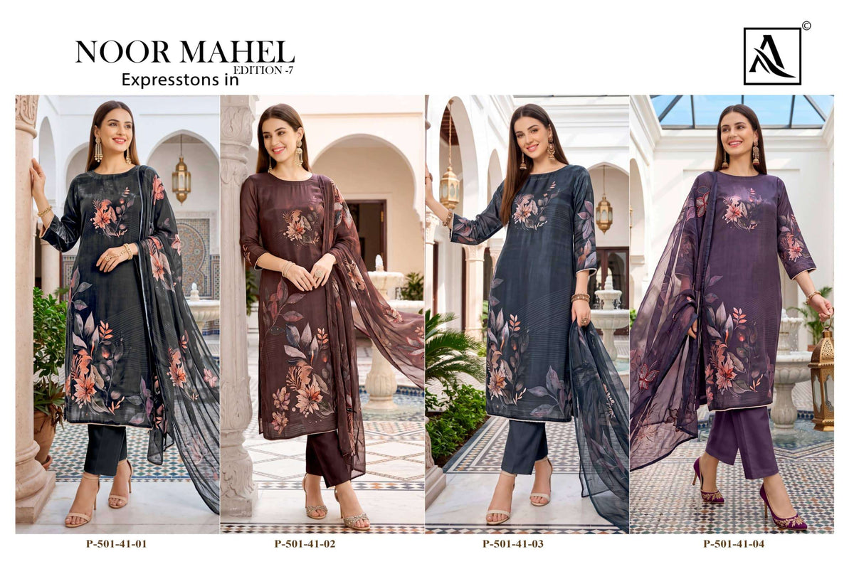 ALOK SUIT NOOR MAHEL VOL-7 Viscose Organza Printed Pakistani Suit