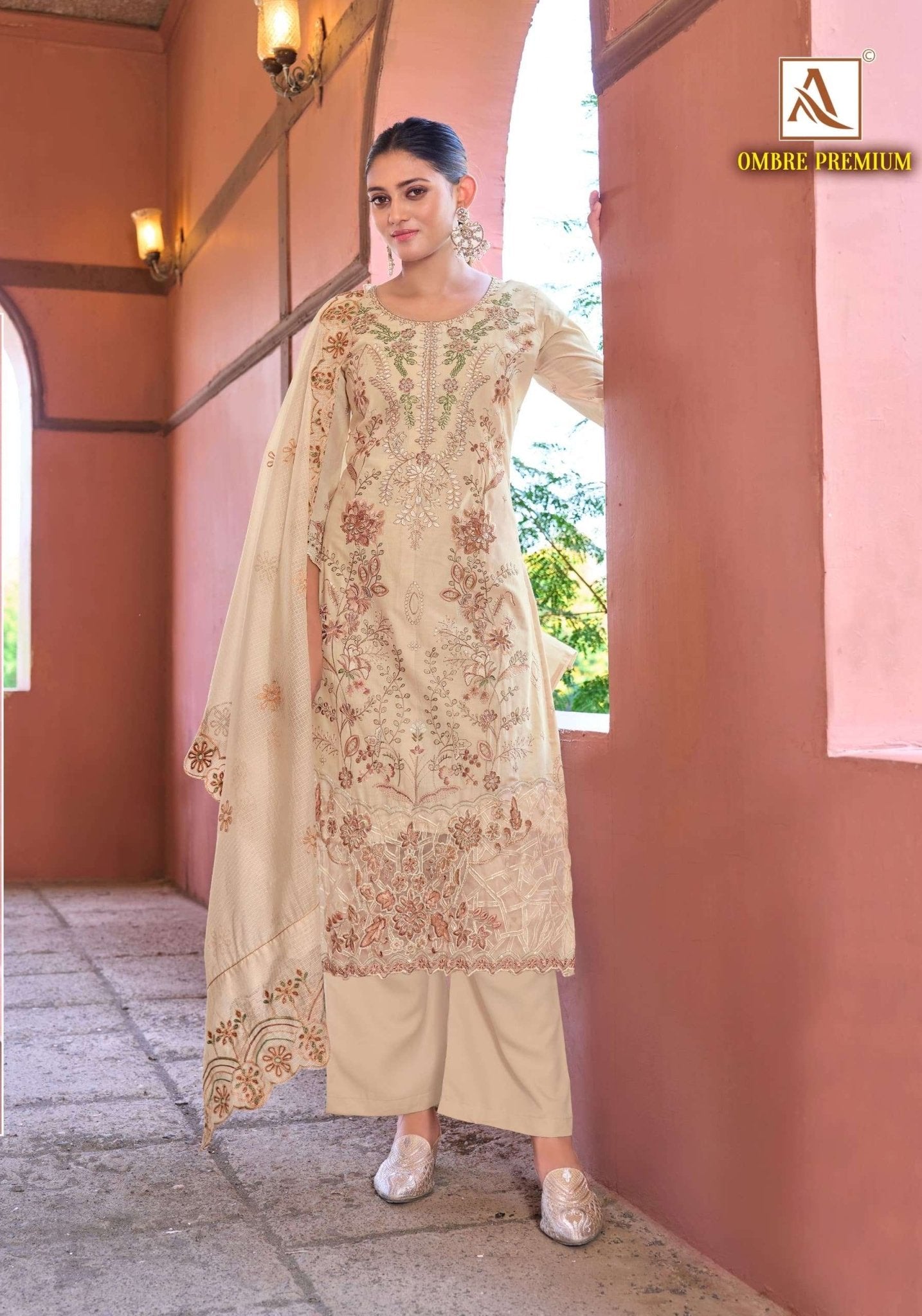 Alok Suit Ombre Premium Cambric Cotton Printed Dress Material - Amrah Wholesale