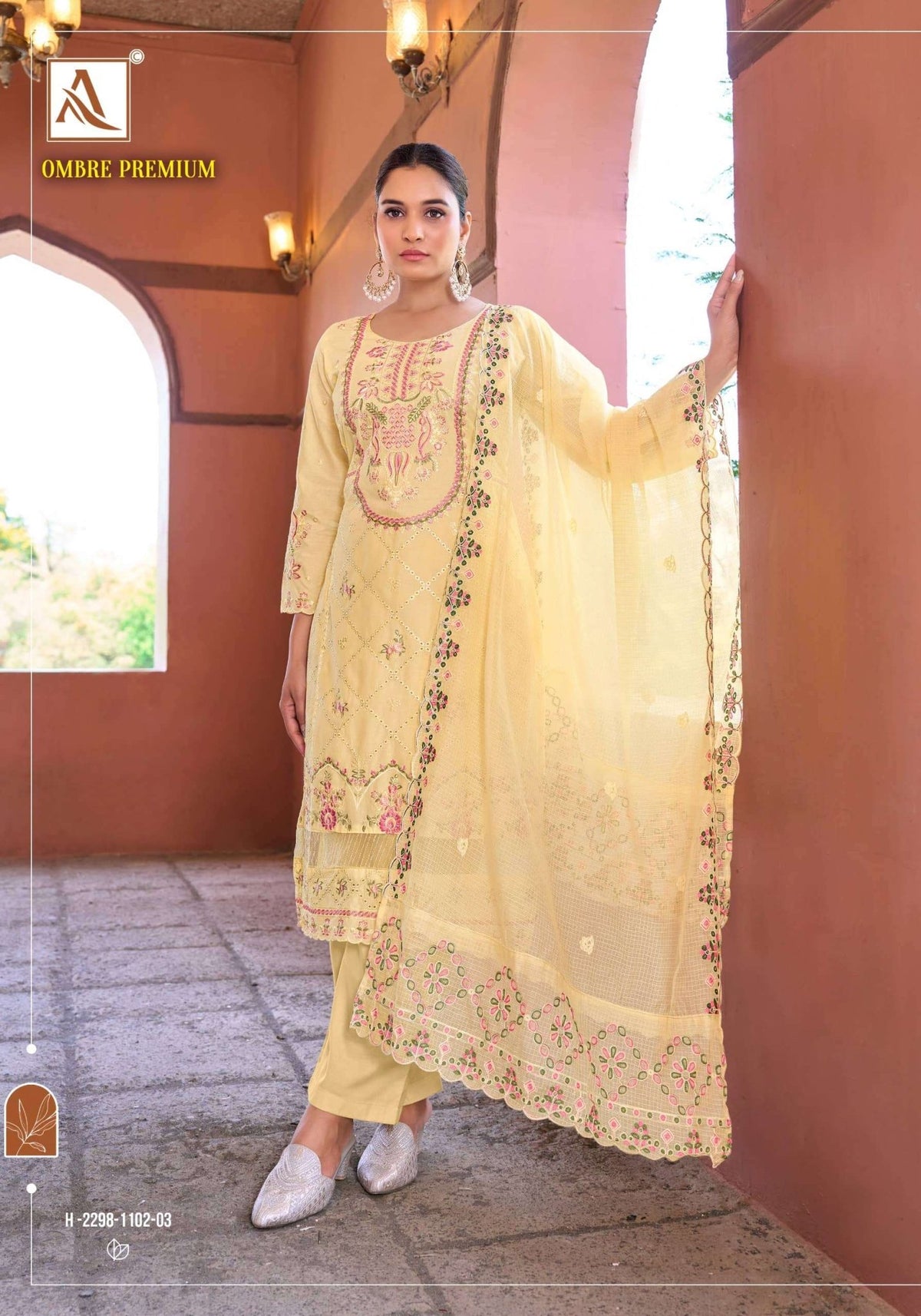 Alok Suit Ombre Premium Cambric Cotton Printed Dress Material - Amrah Wholesale
