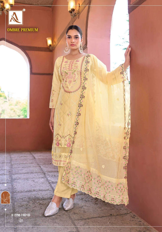 Alok Suit Ombre Premium Cambric Cotton Printed Dress Material - Amrah Wholesale