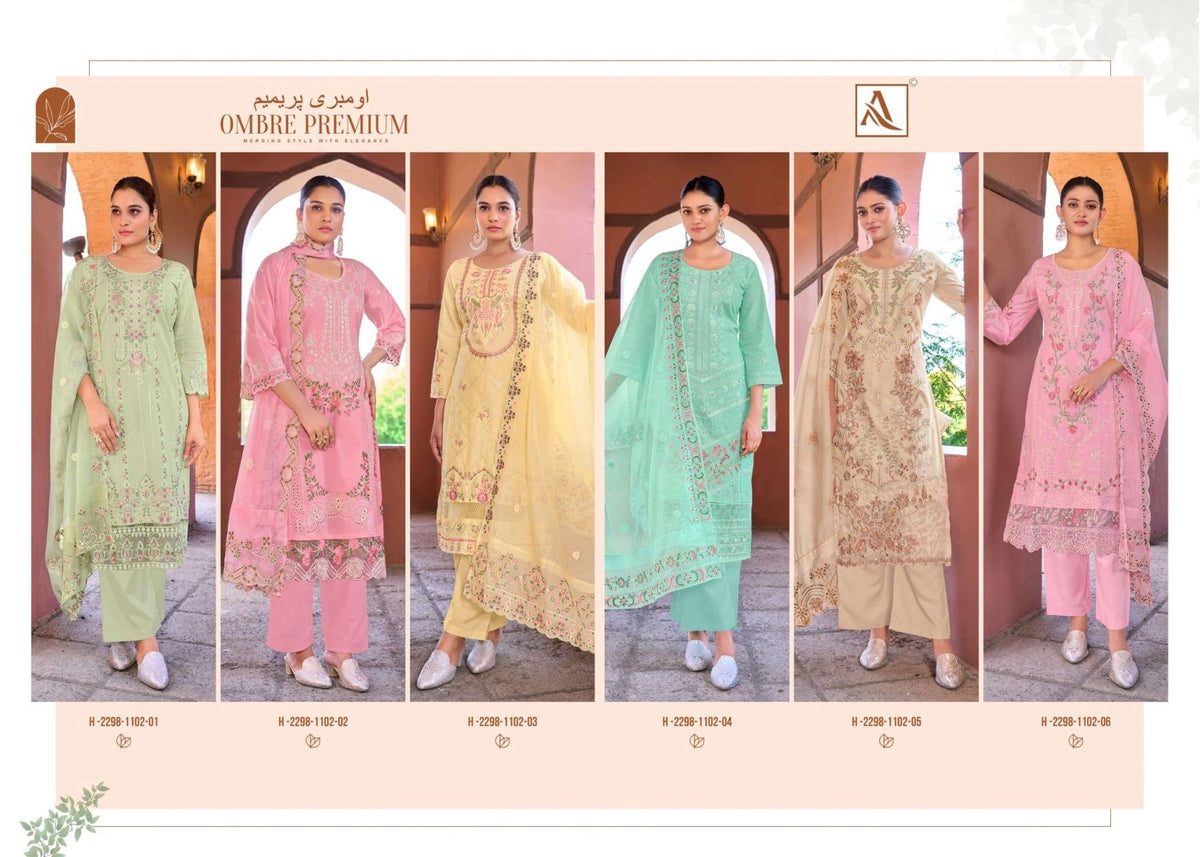 Alok Suit Ombre Premium Cambric Cotton Printed Dress Material - Amrah Wholesale