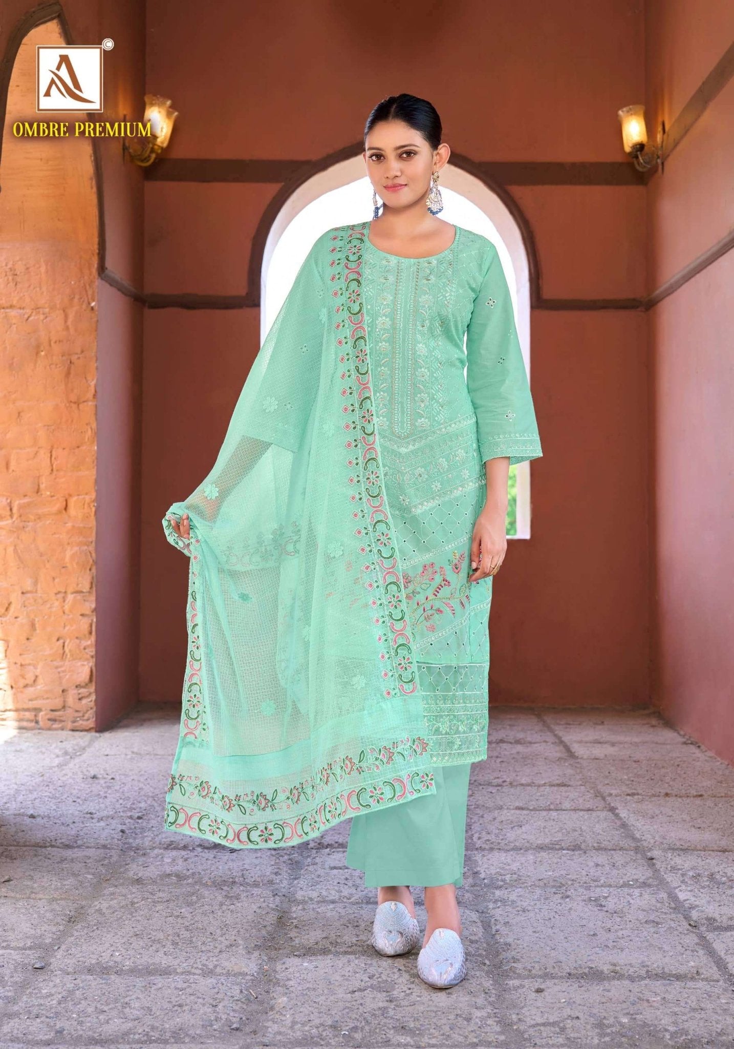 Alok Suit Ombre Premium Cambric Cotton Printed Dress Material - Amrah Wholesale