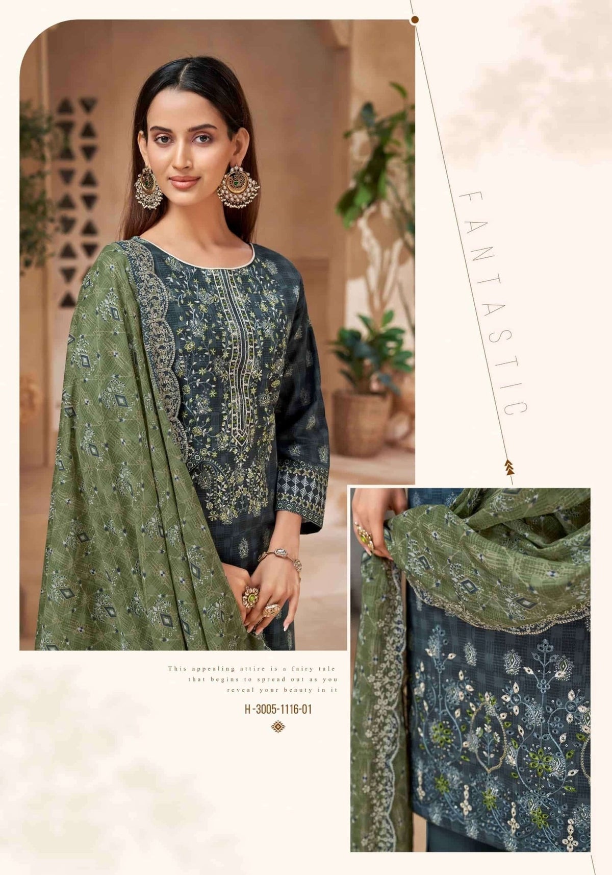 Alok Suit Pak Bin Saeed Edition 5 Cambric Cotton Pakistani Suit - Amrah Wholesale