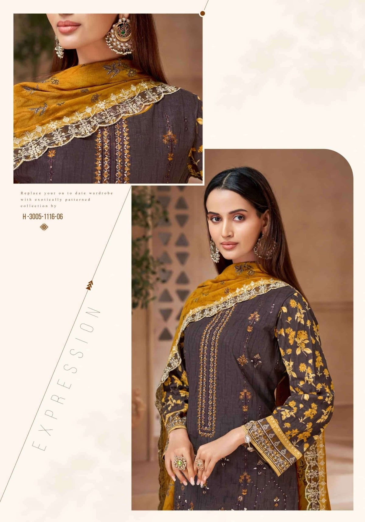 Alok Suit Pak Bin Saeed Edition 5 Cambric Cotton Pakistani Suit - Amrah Wholesale