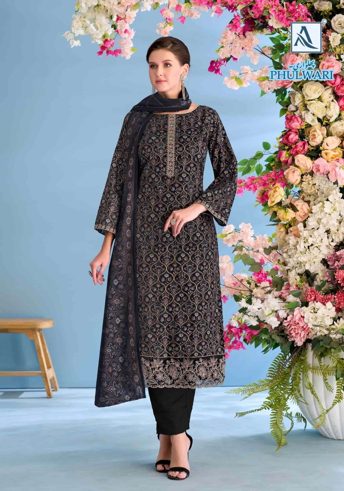 Alok Suit Phulwari Pure Zam Embroidered Dress Material - Amrah Wholesale