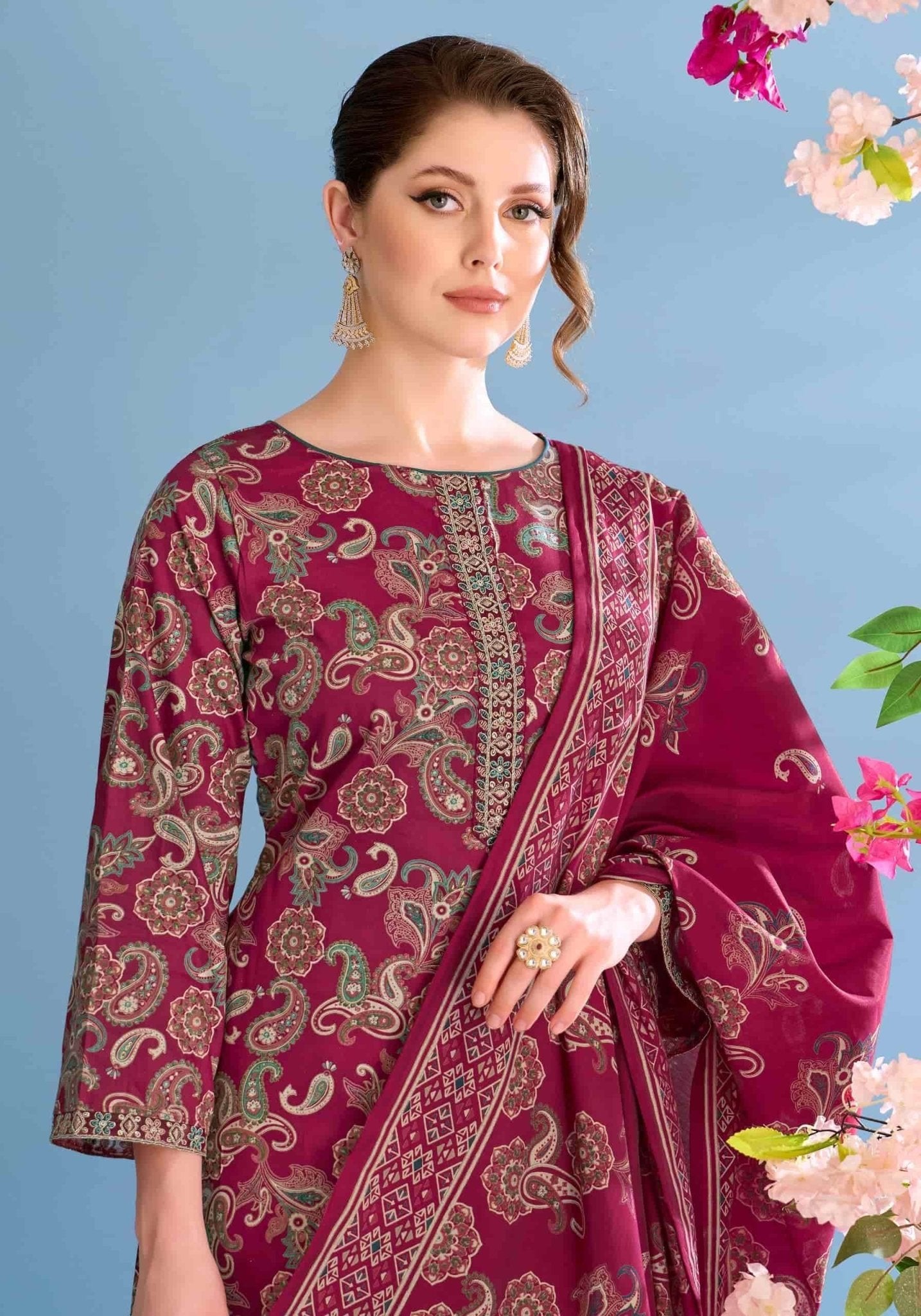Alok Suit Phulwari Pure Zam Embroidered Dress Material - Amrah Wholesale