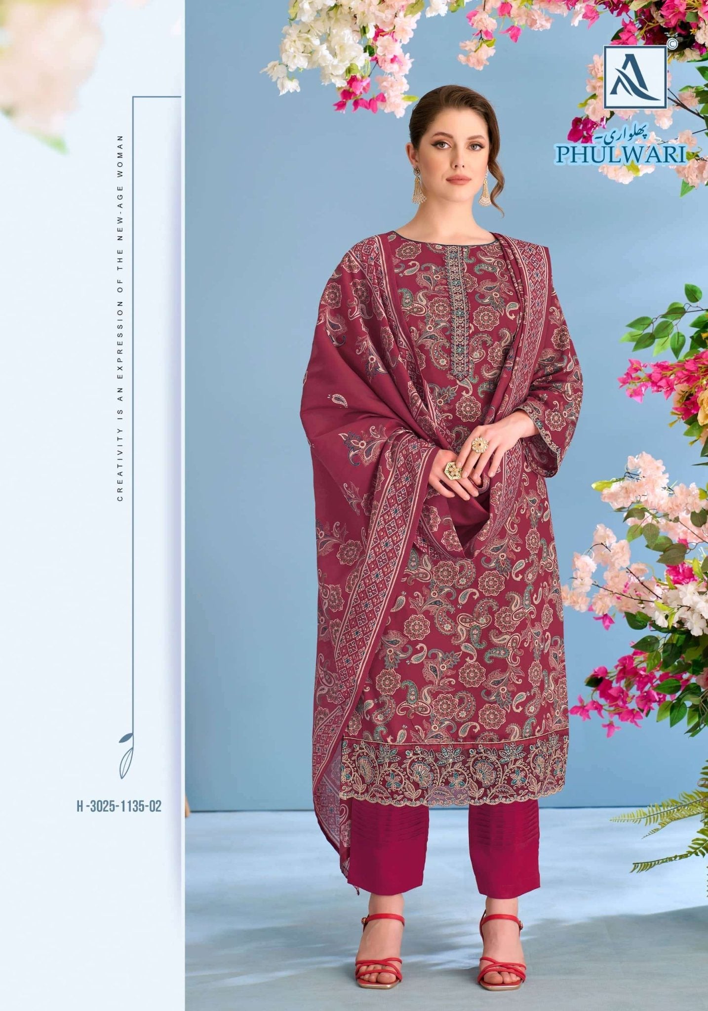 Alok Suit Phulwari Pure Zam Embroidered Dress Material - Amrah Wholesale