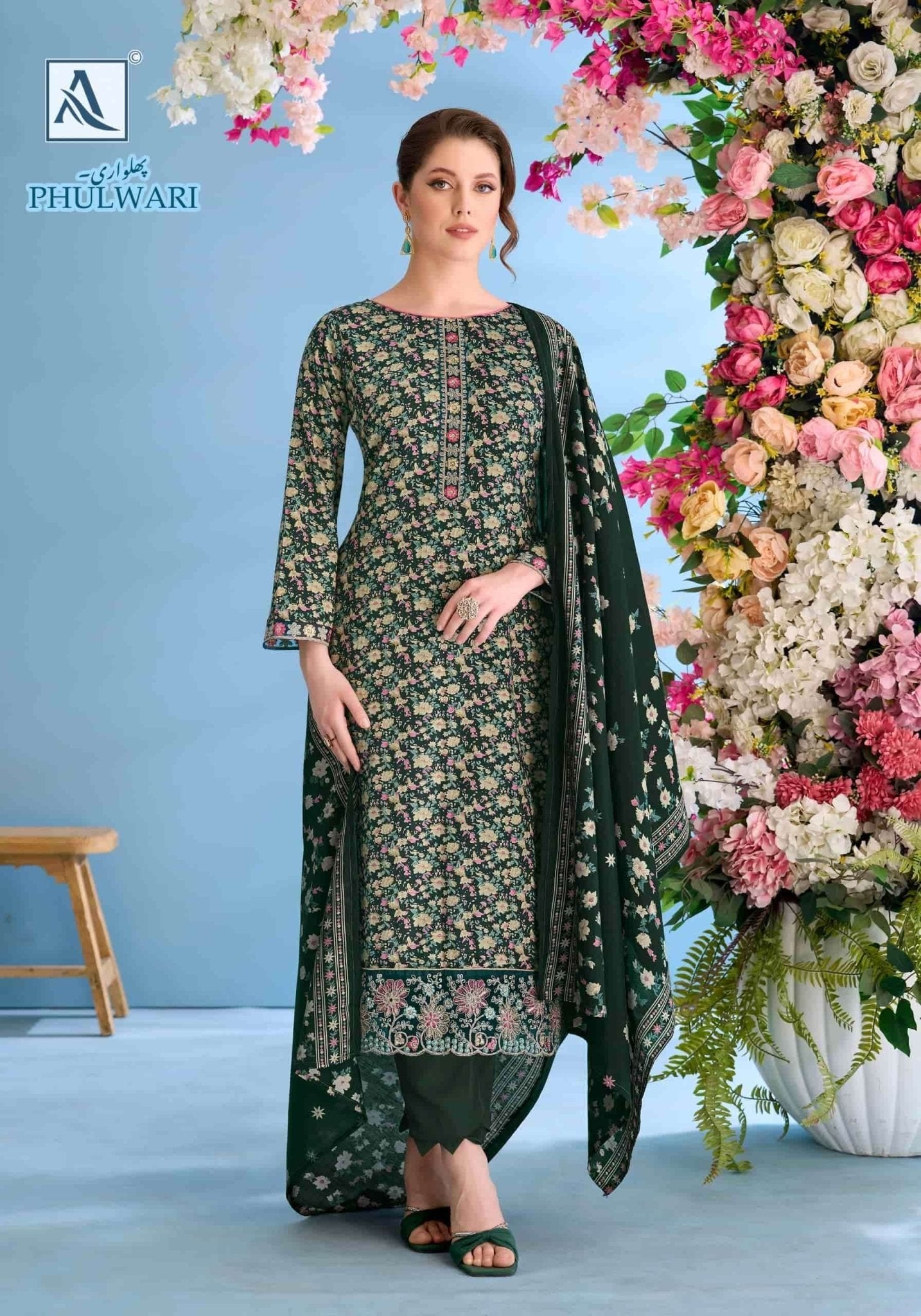 Alok Suit Phulwari Pure Zam Embroidered Dress Material - Amrah Wholesale