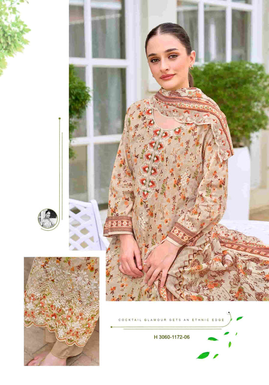 Alok Suit Rabia Butt Pure Cambric Cotton Dress Material