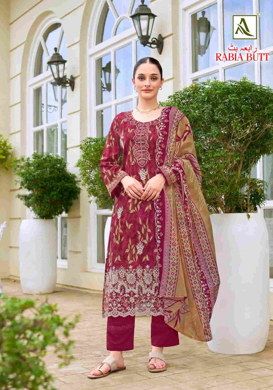 Alok Suit Rabia Butt Pure Cambric Cotton Dress Material