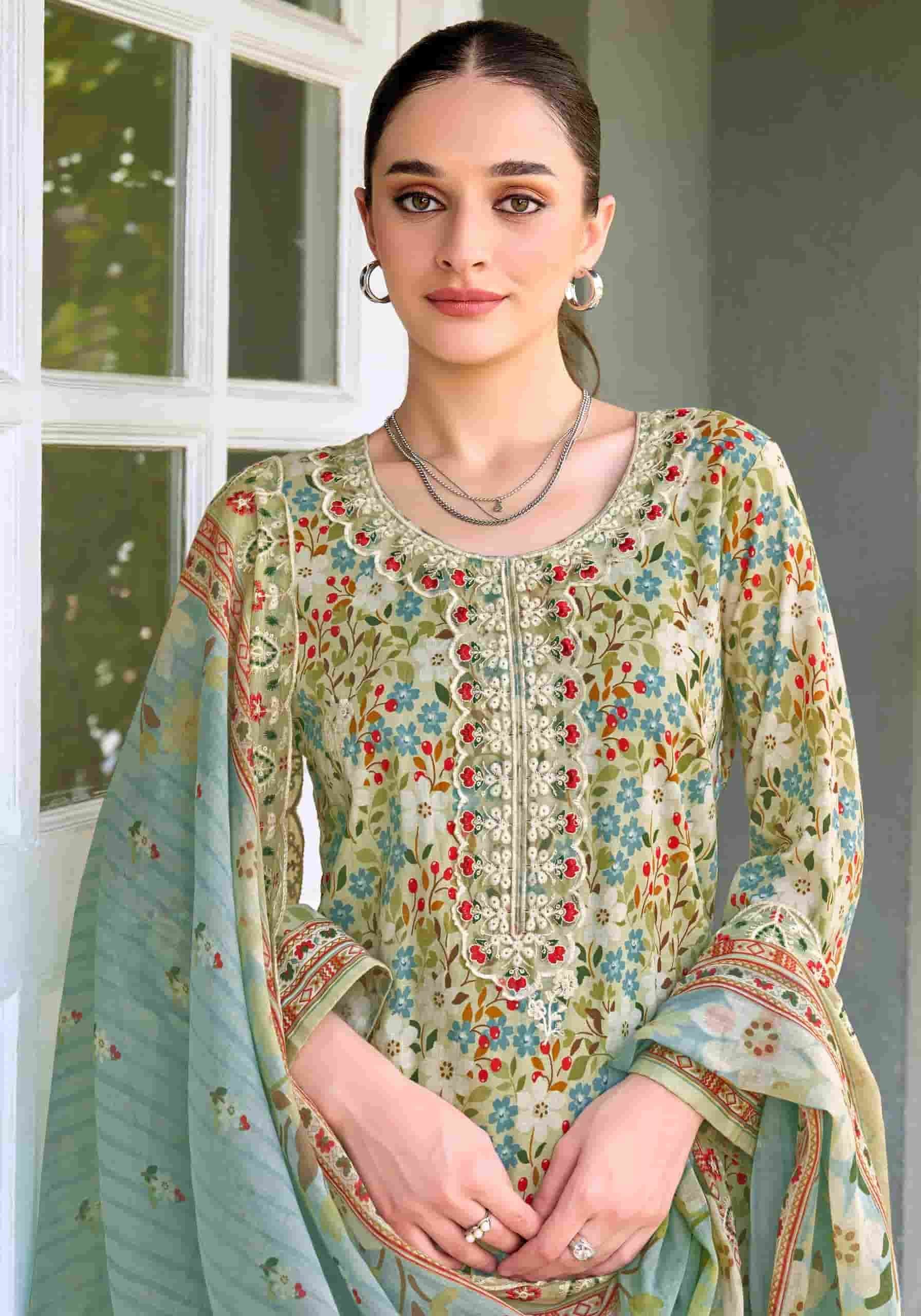 Alok Suit Rabia Butt Pure Cambric Cotton Dress Material