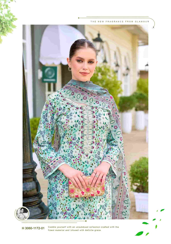 Alok Suit Rabia Butt Pure Cambric Cotton Dress Material