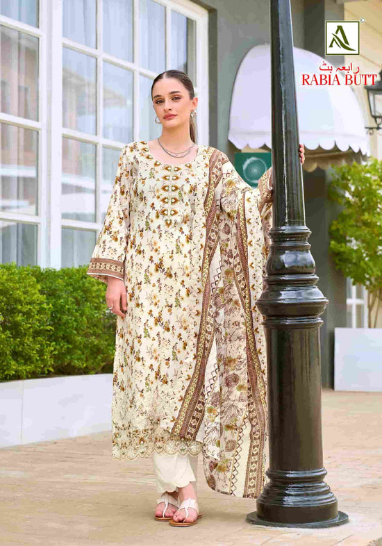 Alok Suit Rabia Butt Pure Cambric Cotton Dress Material