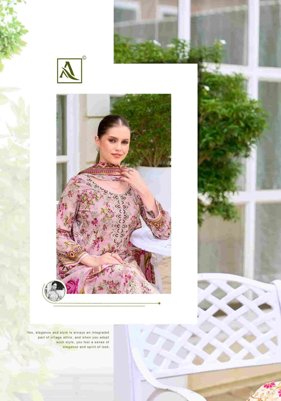 Alok Suit Rabia Butt Pure Cambric Cotton Dress Material
