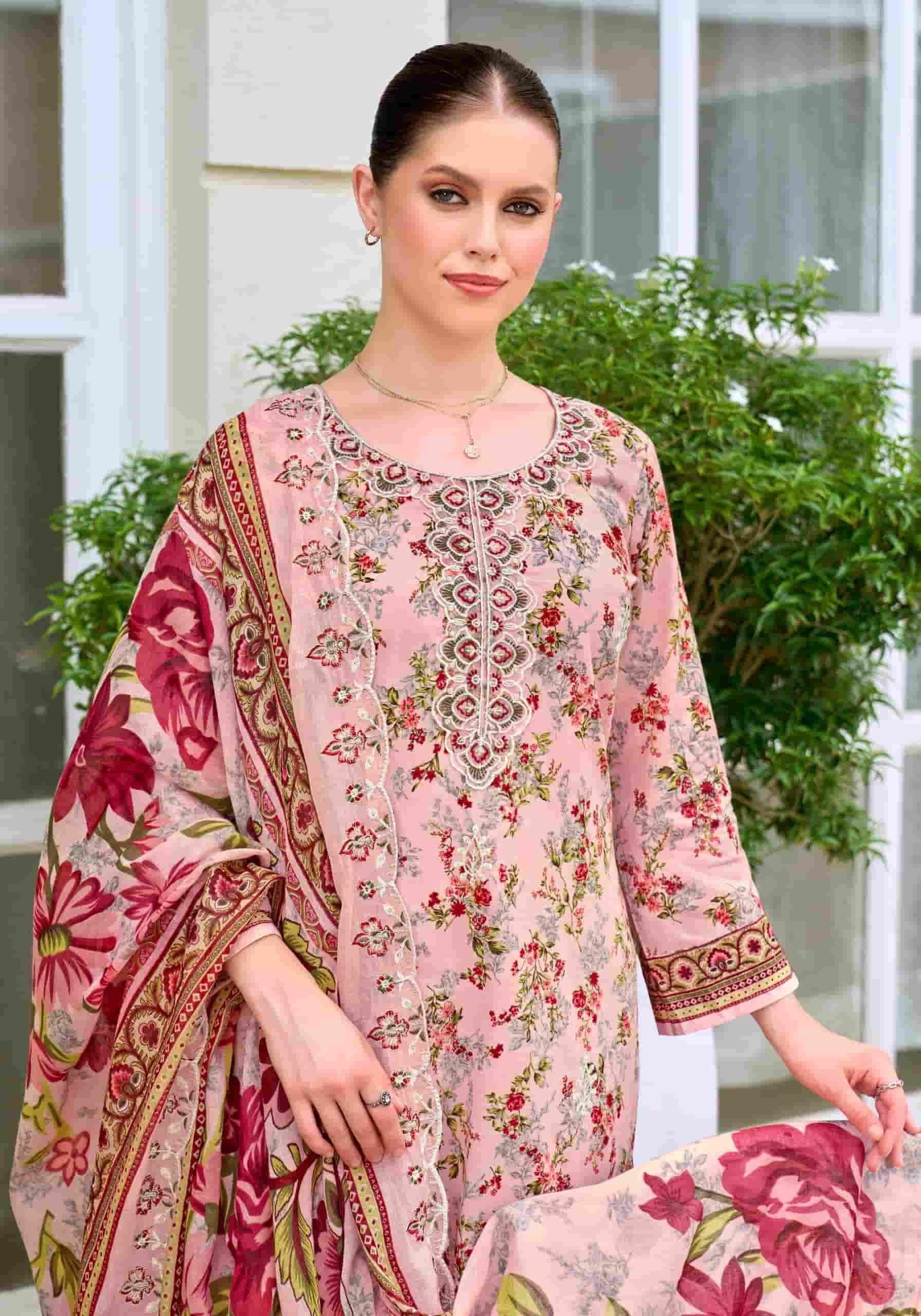 Alok Suit Rabia Butt Pure Cambric Cotton Dress Material