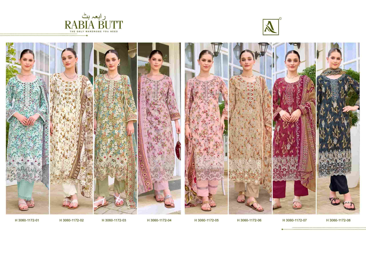 Alok Suit Rabia Butt Pure Cambric Cotton Dress Material