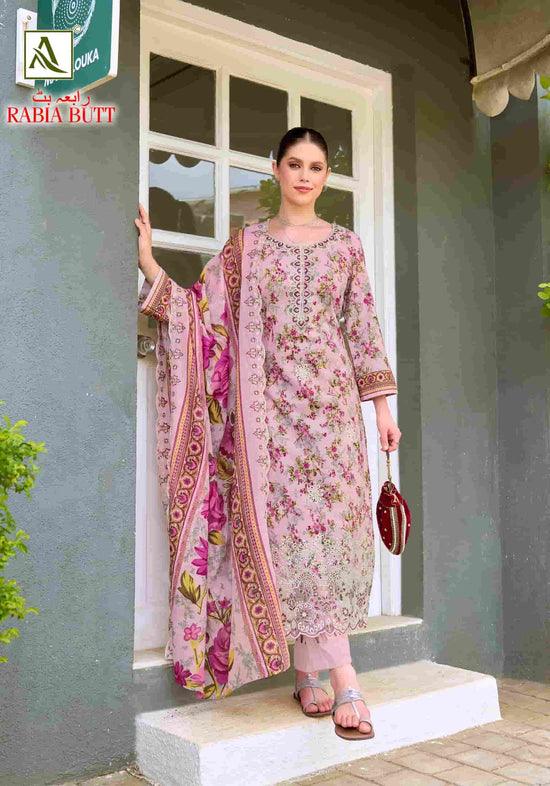 Alok Suit Rabia Butt Pure Cambric Cotton Dress Material
