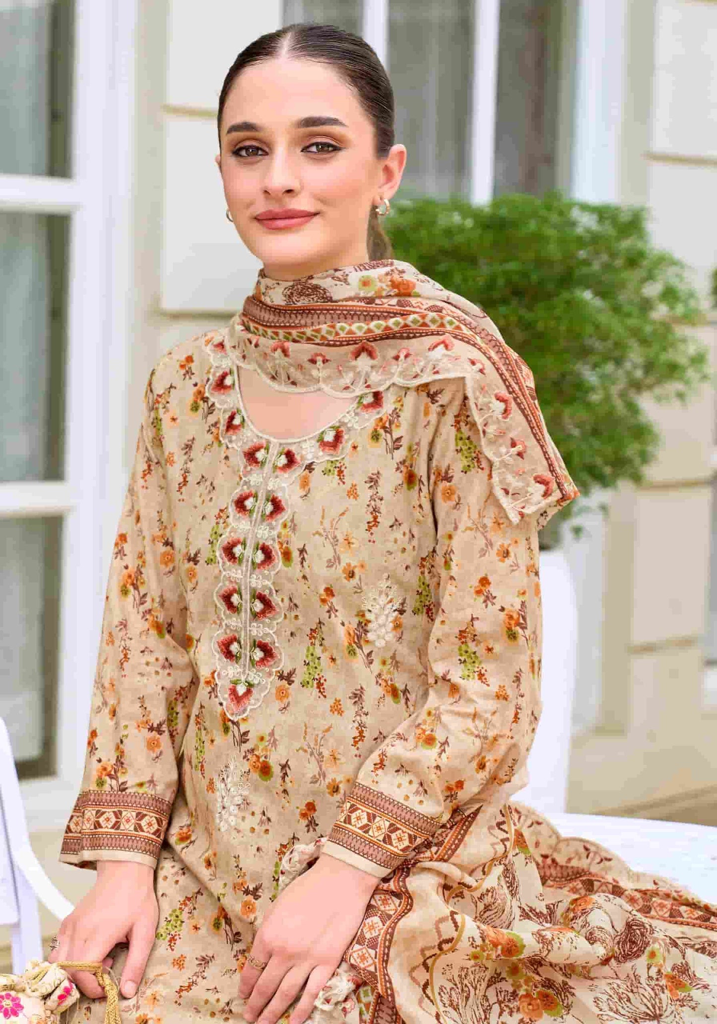 Alok Suit Rabia Butt Pure Cambric Cotton Dress Material
