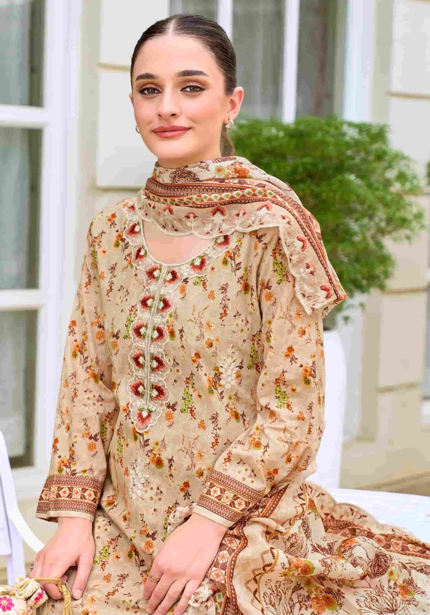 Alok Suit Rabia Butt Pure Cambric Cotton Dress Material