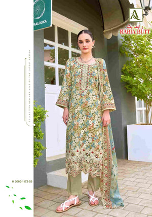 Alok Suit Rabia Butt Pure Cambric Cotton Dress Material - Amrah Wholesale