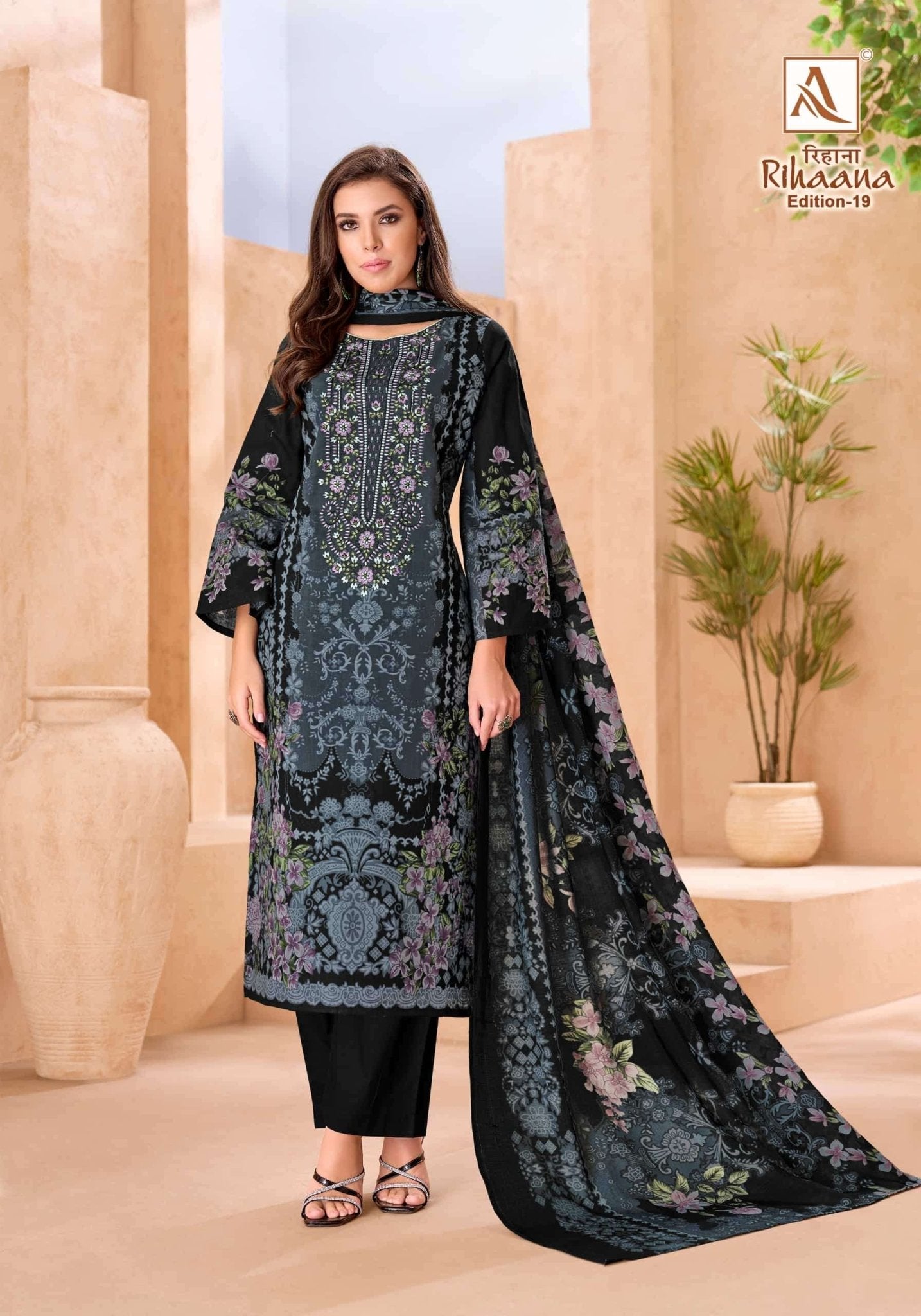Alok Suit Rihaana Edition 19 Cambric Cotton Pakistani Suit - Amrah Wholesale