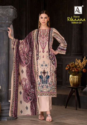 ALOK SUIT RIHANA VOL-24 Cambric Cotton Pakistani Suit