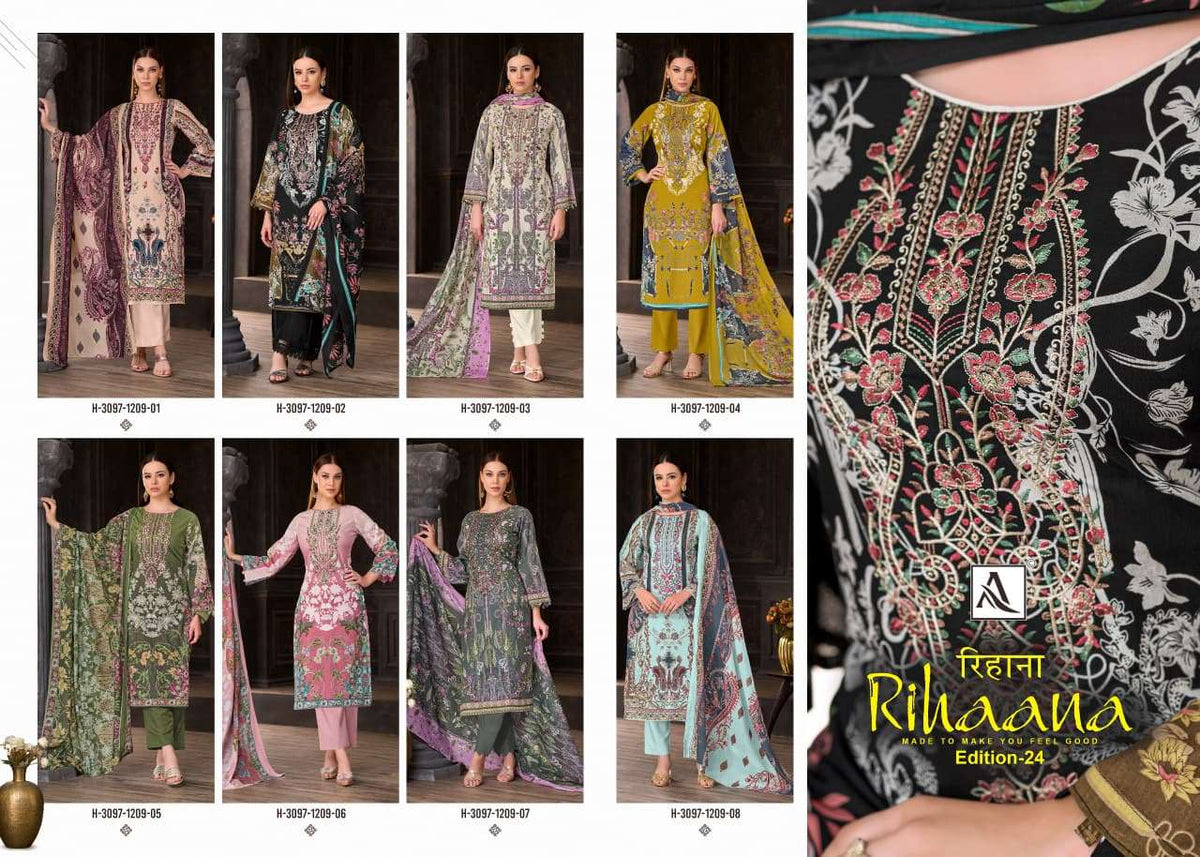 ALOK SUIT RIHANA VOL-24 Cambric Cotton Pakistani Suit