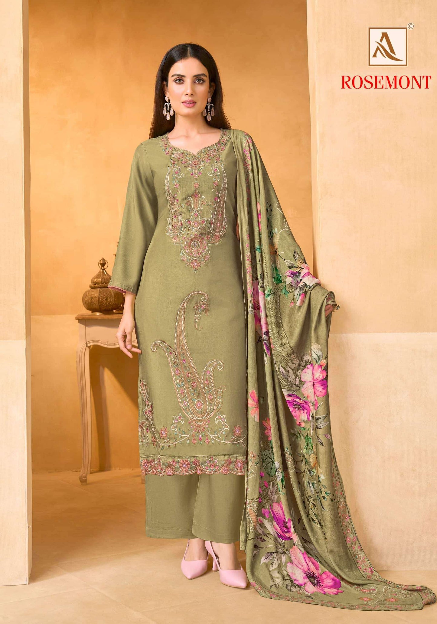 Alok Suit Rosemont Viscose Muslin Dress Material