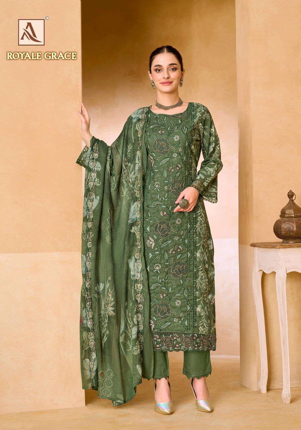 ALOK SUIT ROYALE GRACE Cambric Cotton Printed Pakistani Salwar Suit