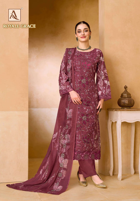 ALOK SUIT ROYALE GRACE Cambric Cotton Printed Pakistani Salwar Suit