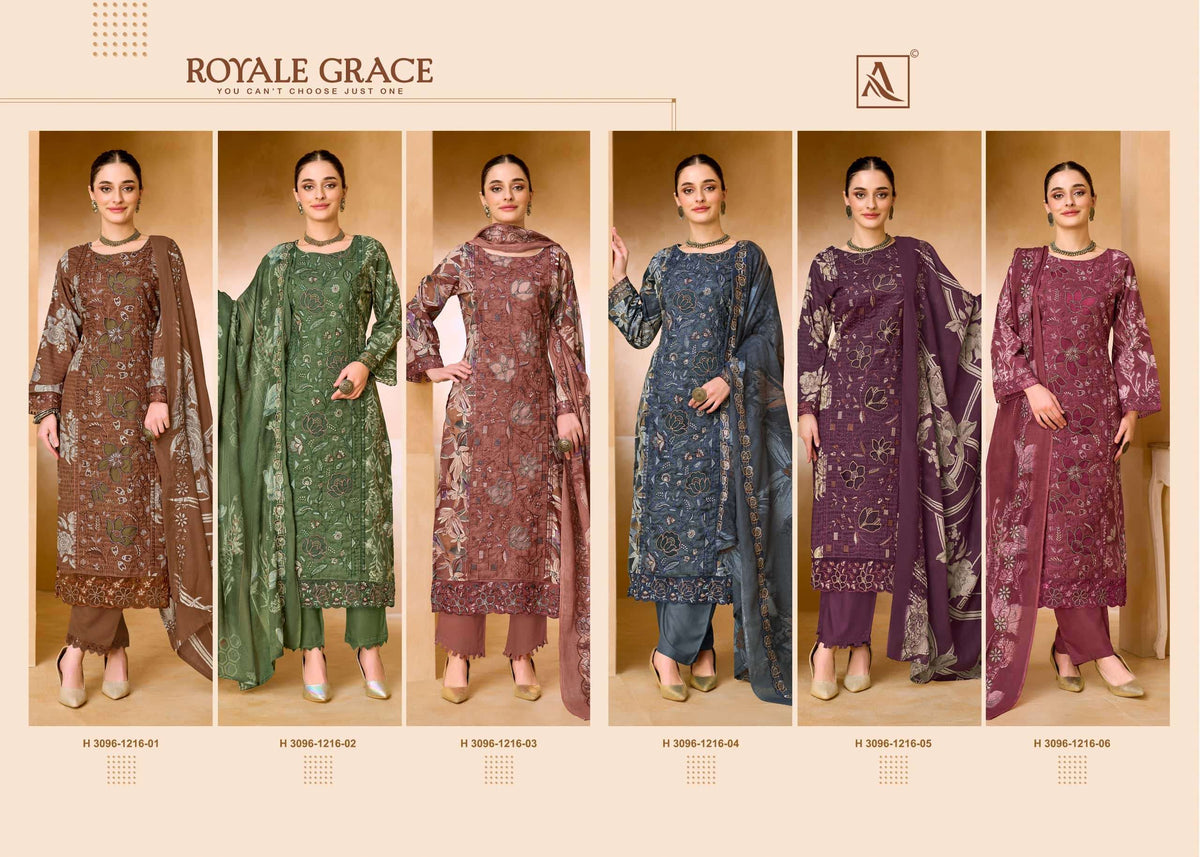 ALOK SUIT ROYALE GRACE Cambric Cotton Printed Pakistani Salwar Suit
