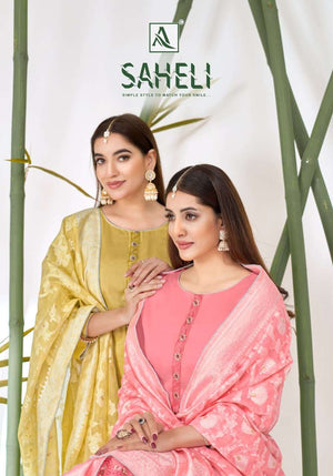 Alok Suit Saheli Pure Zam Cotton Embroidered Dress Material