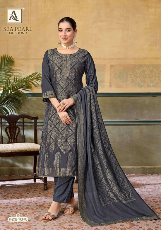 Alok Suit Sea Pearl Edition 3 Premium Viscose Muslin Jacquard Dress Material - Amrah Wholesale