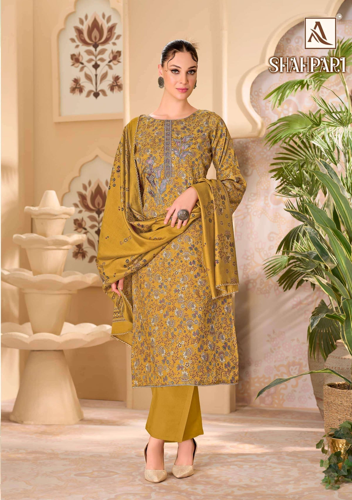 Alok Suit Shahpari Zaam Printed Pakistani Salwar Suit Material