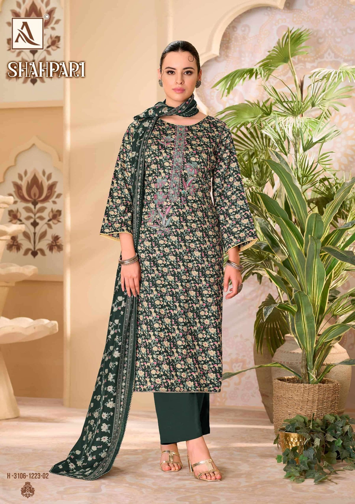 Alok Suit Shahpari Zaam Printed Pakistani Salwar Suit Material