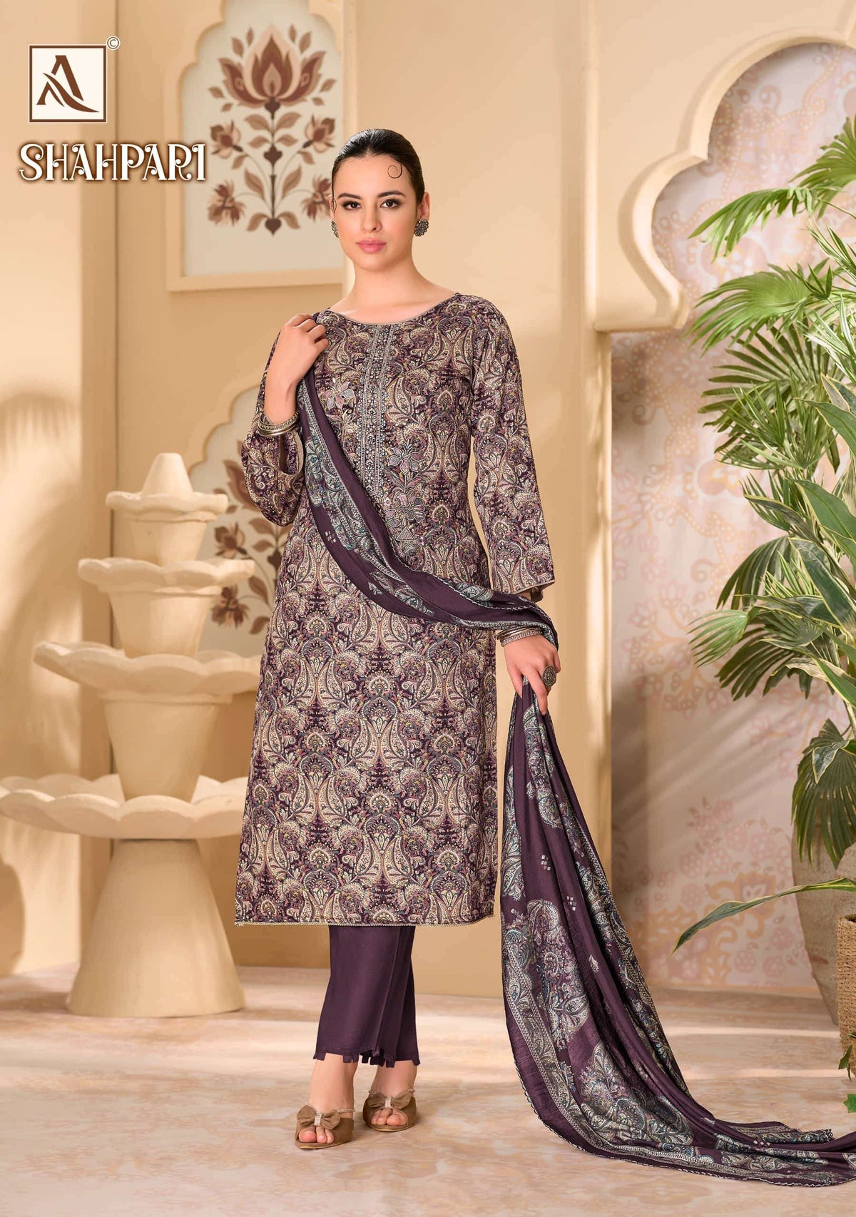 Alok Suit Shahpari Zaam Printed Pakistani Salwar Suit Material